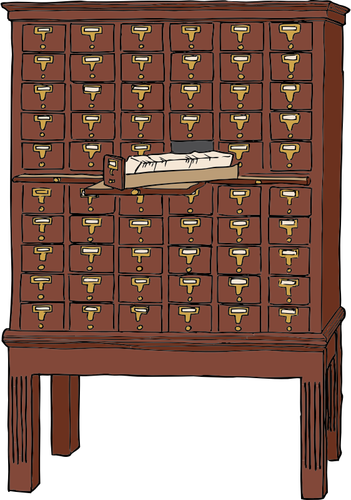 Of Wood Library Card Catalog Clipart