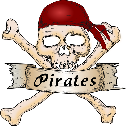 Of Wooden Pirate Sign With A Skull Clipart