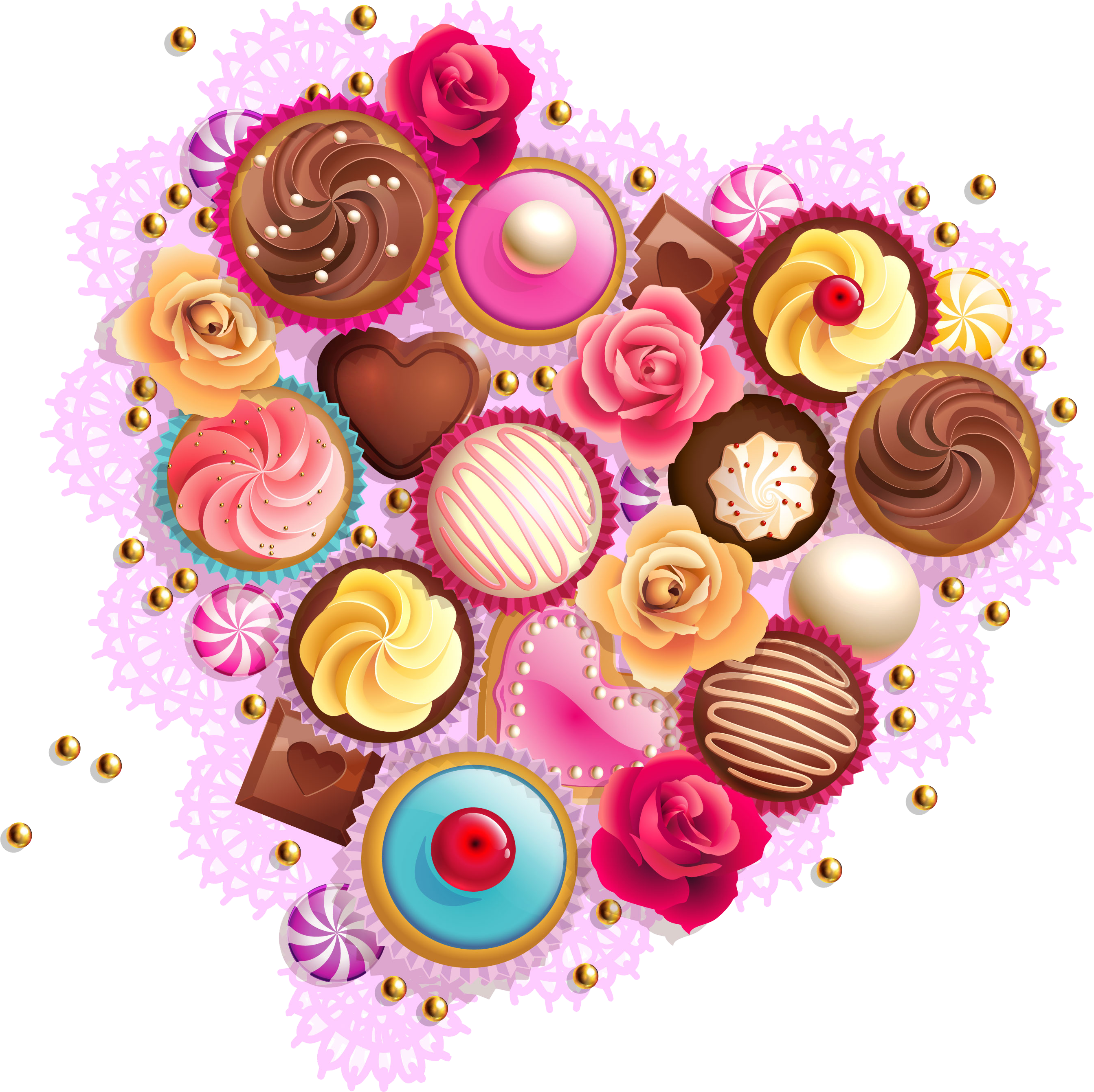 Heart Valentine'S Candy Cupcake Holi Lollipop Day Clipart