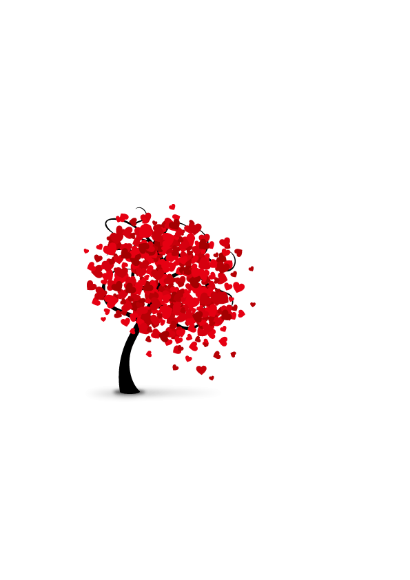 Beautiful Love Material Tree Vector Heart-Shaped Red Clipart