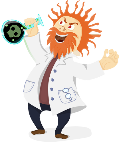 Of Mad Scientist With A Retort In His Hand Clipart