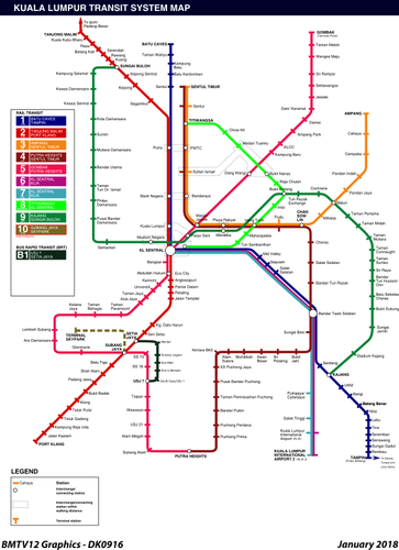 Kuala Lumpur Rail Transit Map Clipart
