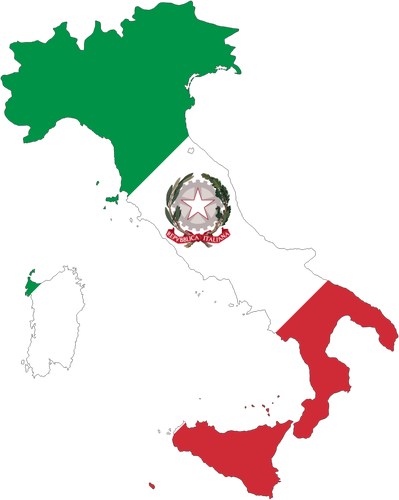 Italian Map With Flag Clipart