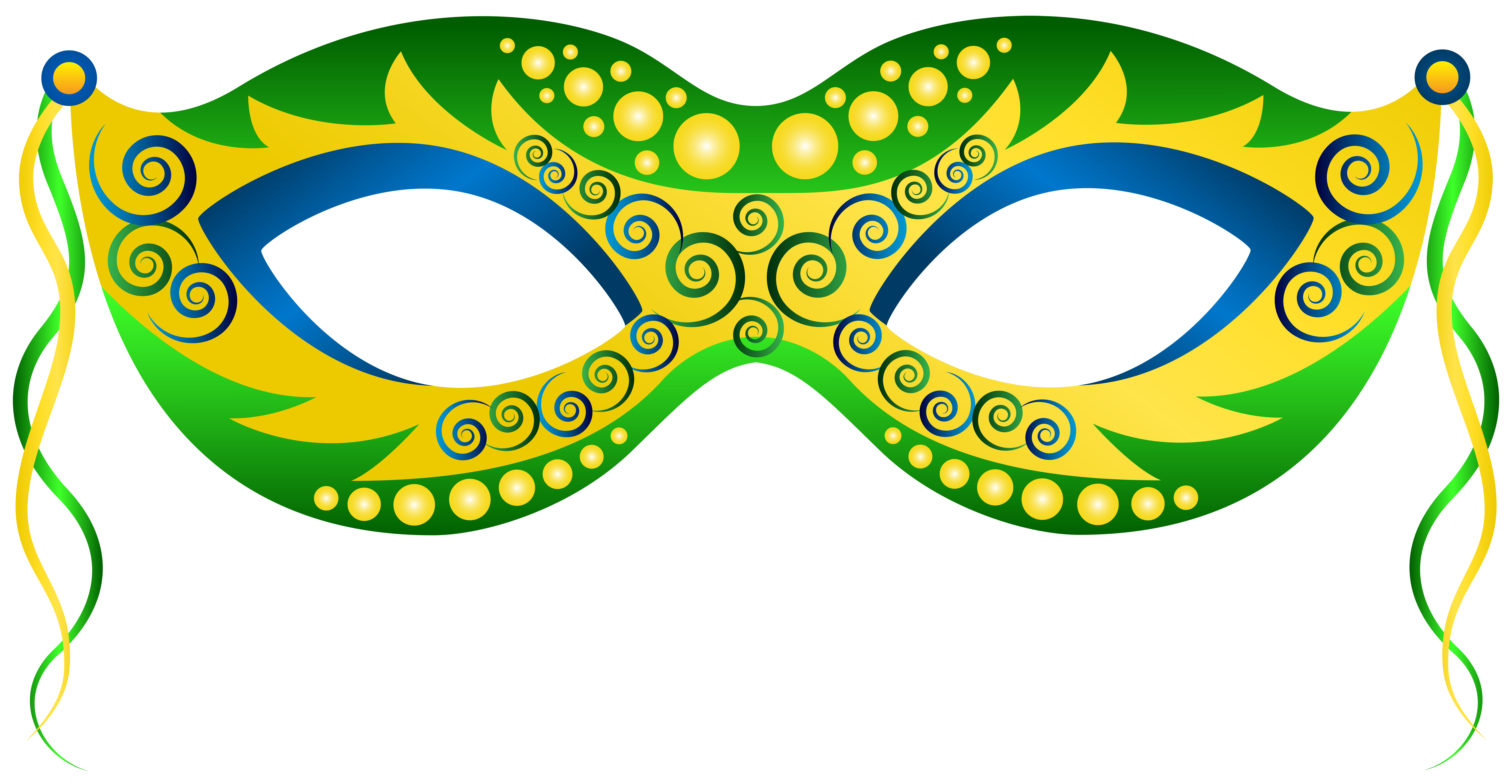 Mardi Carnival Gras Mask Yellow Green Clipart