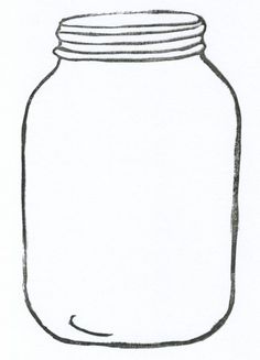 Mason Jar With Flowers Black And White Clipart