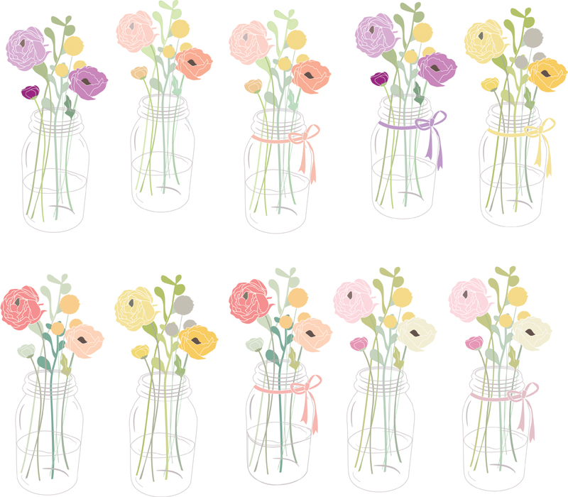 Mason Jar With Flowers Hd Image Clipart