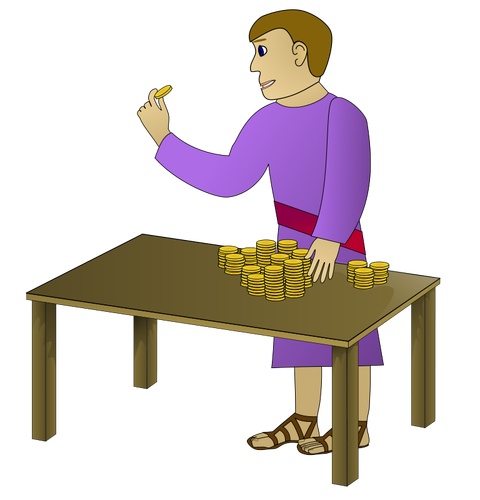 Young Man Counting Money Clipart