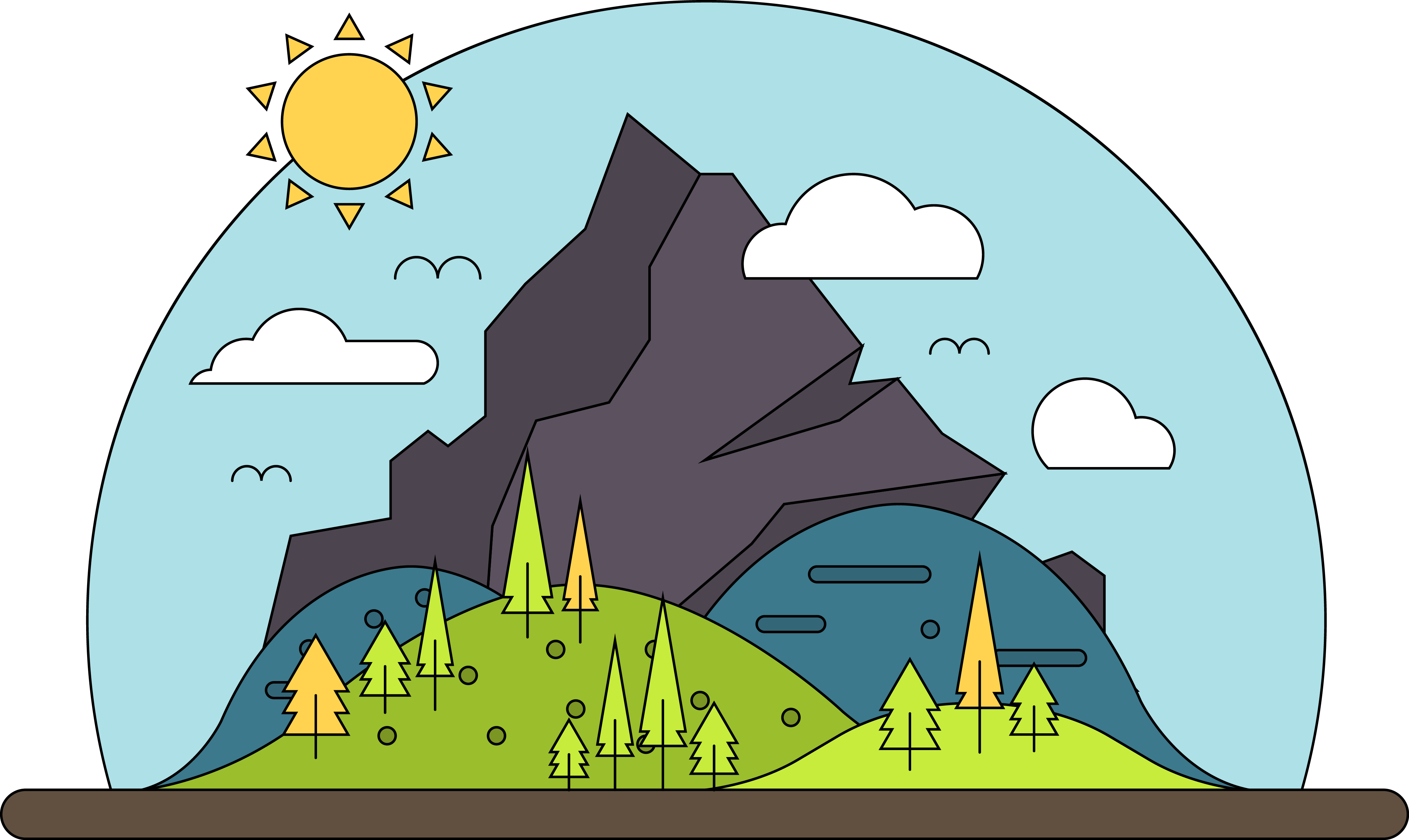 Mountain Vector Cartoon Landscape Free Transparent Image HQ Clipart