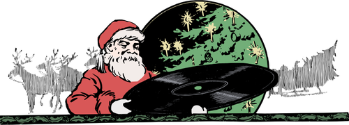Santa And Record Clipart