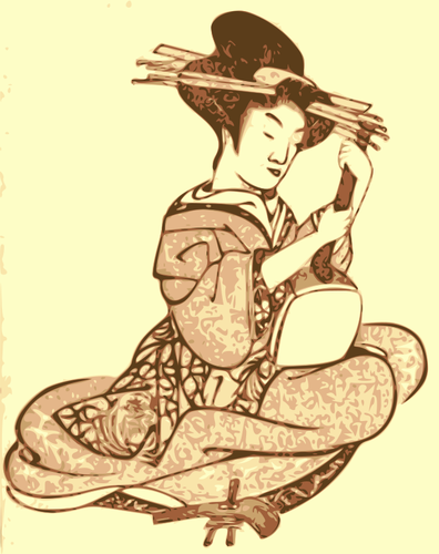 Geisha Holding Musical Instrument Clipart