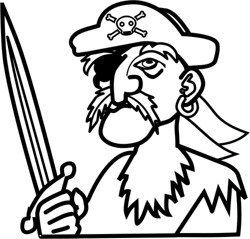 Of Old Man Pirate Outline Clipart