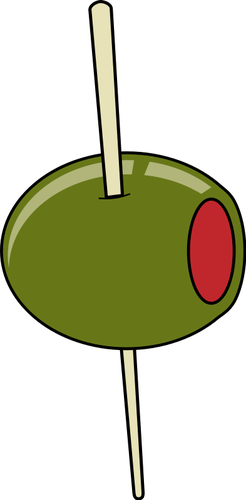 Green Olive On A Toothpick Clipart