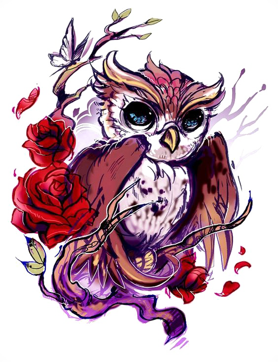 Flash Owl Artist Rose Tattoo HD Image Free PNG Clipart
