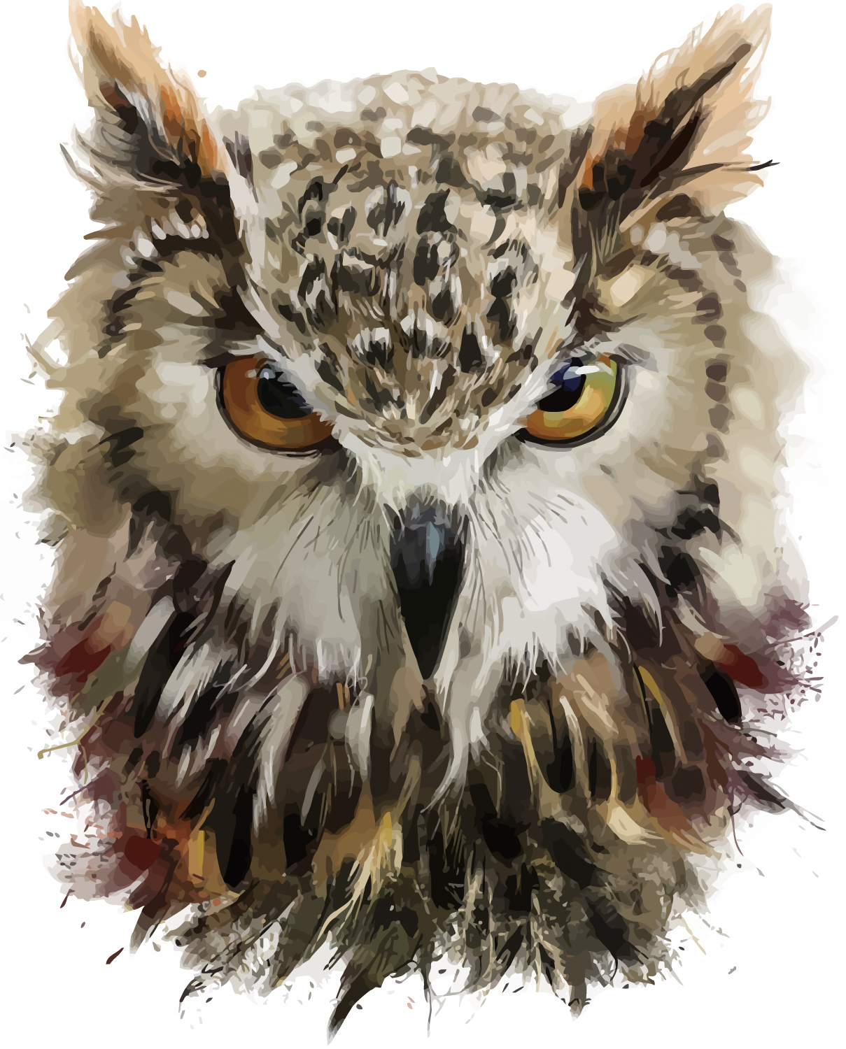 Owl Painted Hand Vector Deviantart Painting Drawing Clipart
