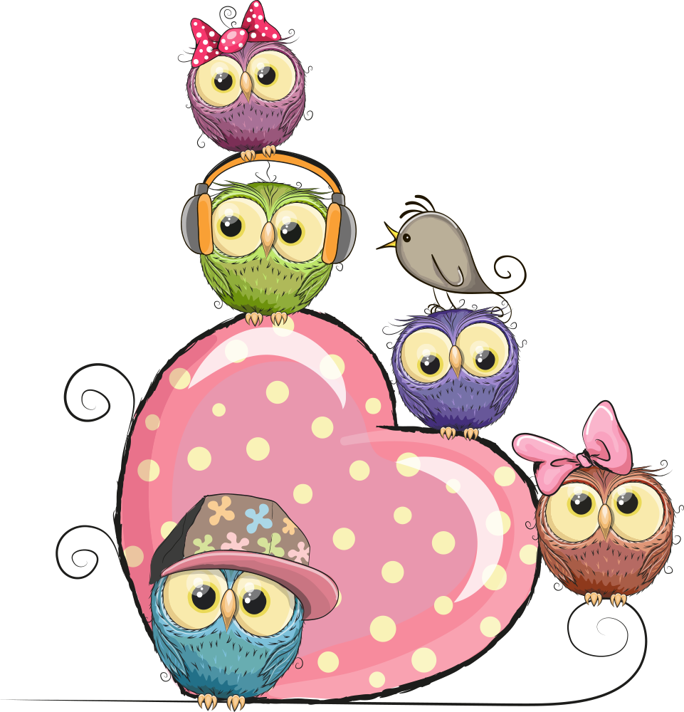 Pink Owl And Illustration Owls Vector Hearts Clipart
