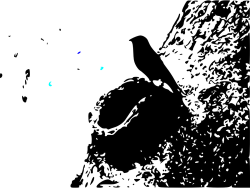Drawing Of Bluebird Standing On A Cavity Nest Clipart