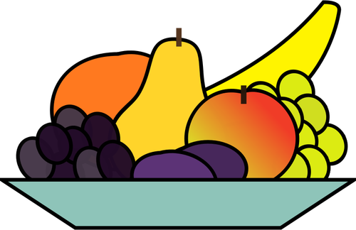 Of Plate Of Fruits Drawing Clipart