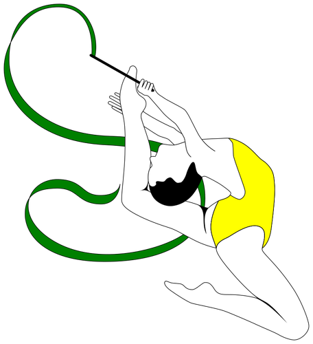 Rhythmic Gymnast Performer Color Drawing Clipart