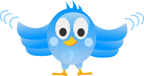 Tweeting Bird With Wings Spread Wide Drawing Clipart