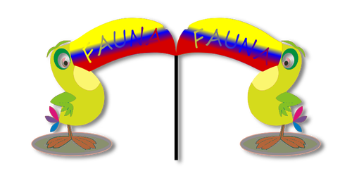Drawing Of Two Toucan Birds With Their Beaks Joined Together Clipart