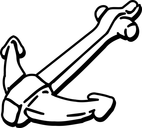 Image Of Hand Drawn Anchor In Black And White Clipart