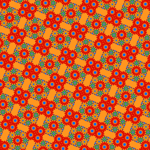 Retro Red Flowers Wallpaper Clipart
