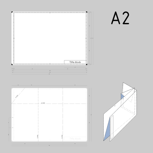 A2 Sized Technical Drawings Paper Template Clipart