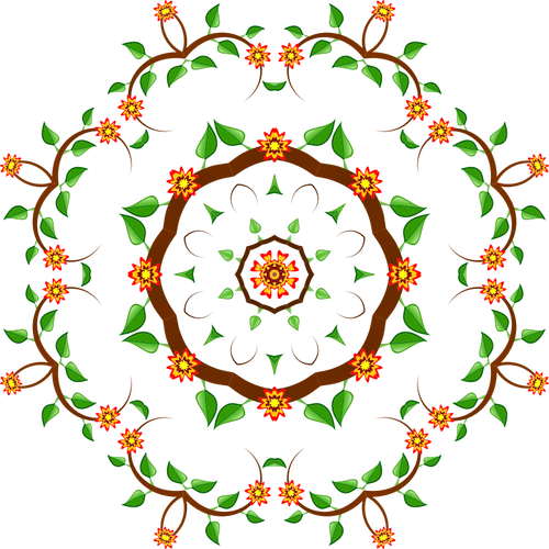 Round Shaped Color Flower Tree Design Illustration Clipart