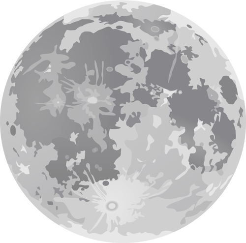 Grayscale Full Moon Drawing Clipart