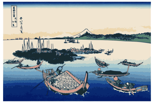 Tsukuda Island In Mushashi Province Color Illustration Clipart