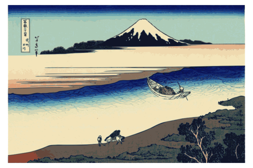 Olor Image Of Tama River In Mushashi Provence Clipart