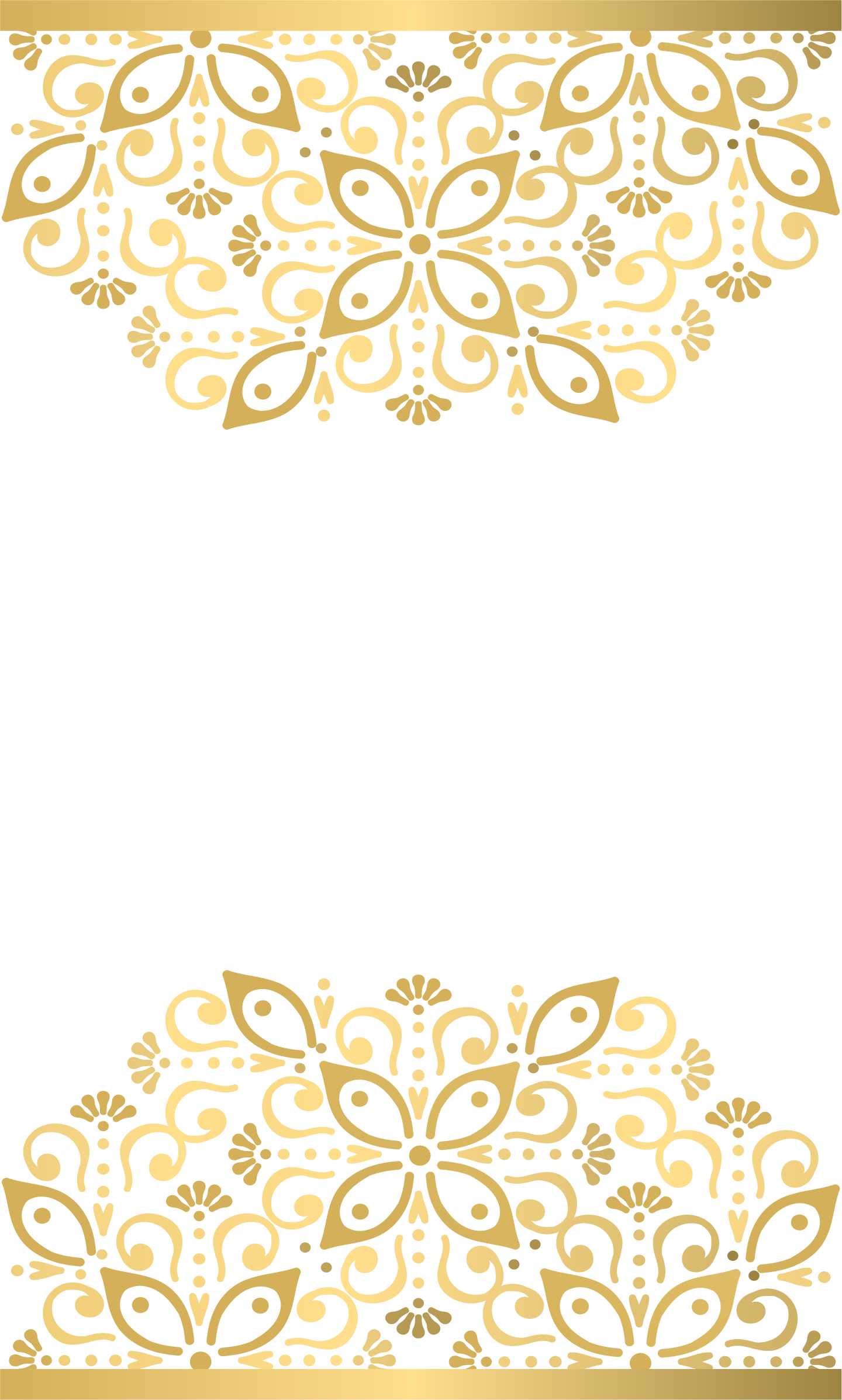 Golden Style Motif Pattern Paper Letter Invitation Clipart