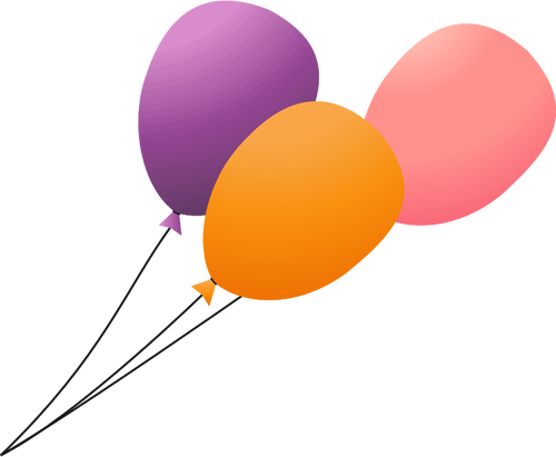 Three Flying Balloons On A Lead Clipart