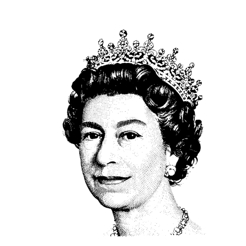 Queen Elizabeth Ii Greyscale Halftone Image Clipart