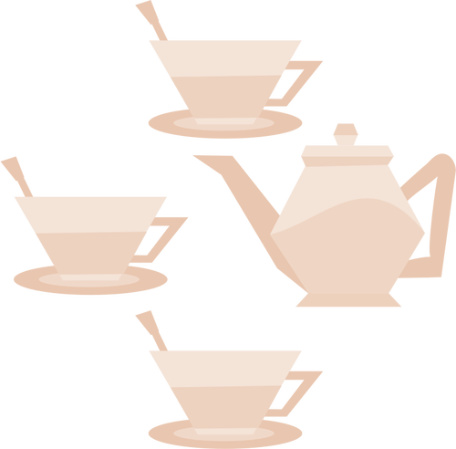 Of Three Teacups And Teapot Clipart