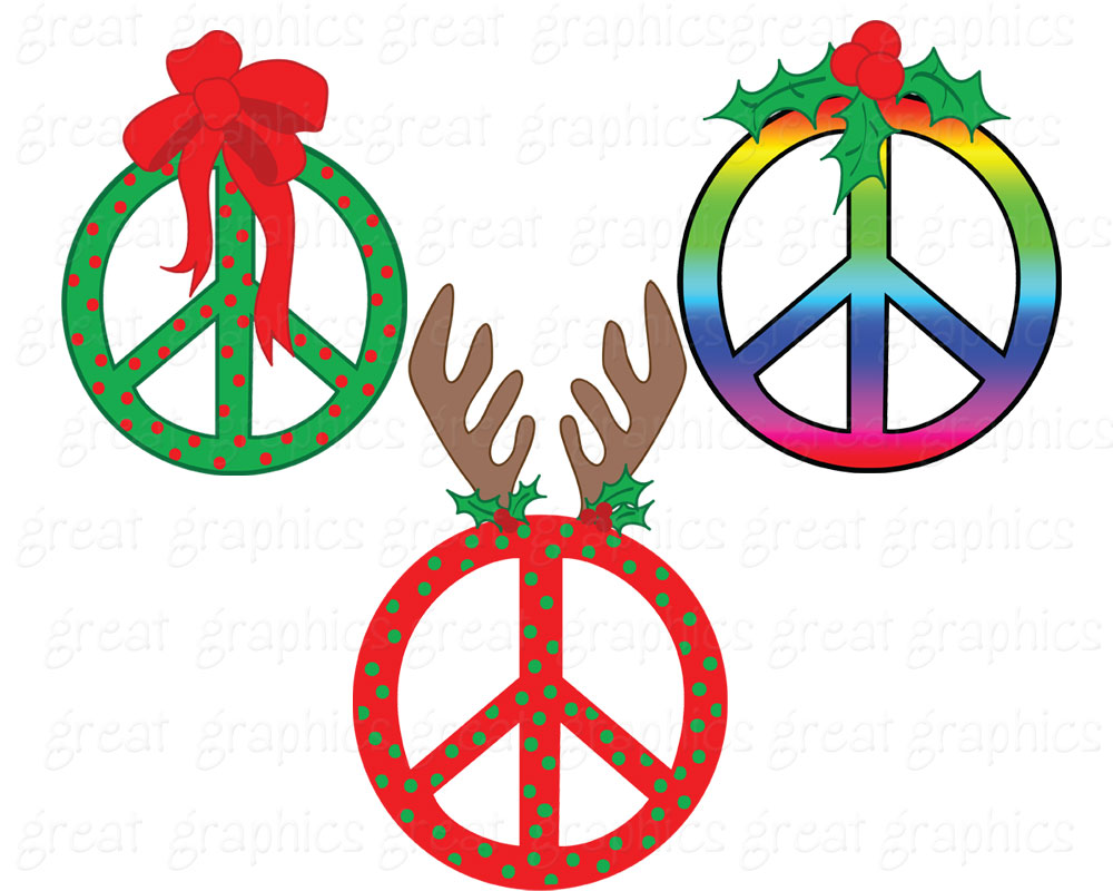 Clip Art Christmas Digital Printable Peace Sign Clipart