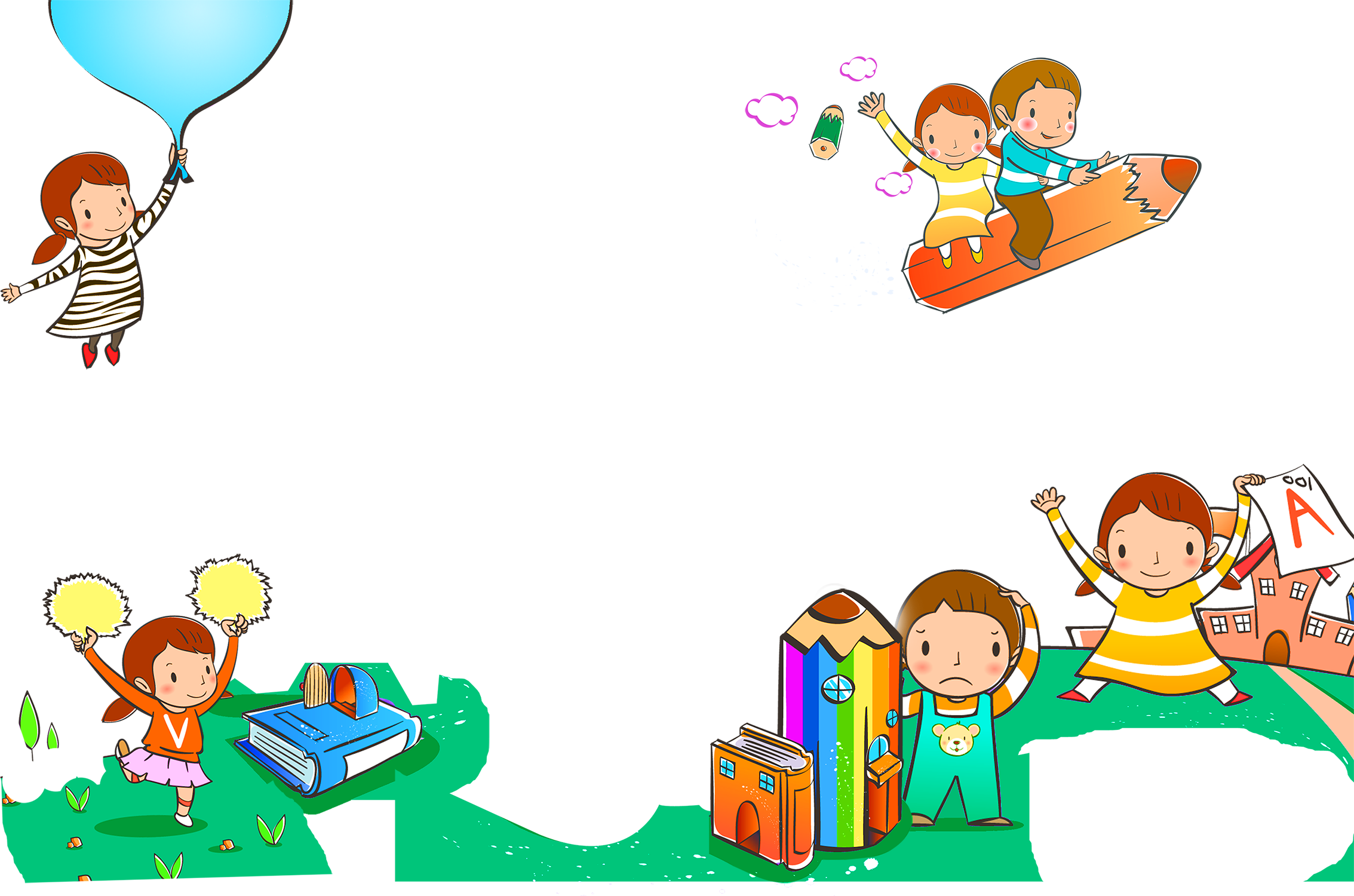 Pencil Drawing Decoration Book Cartoon Children Clipart