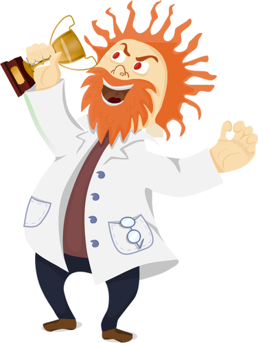 Mad Scientist With A Trophy Clipart