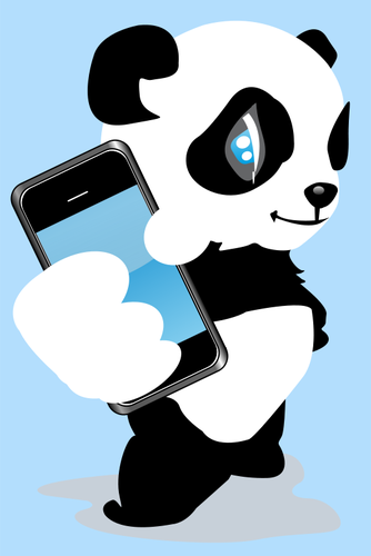 Panda With Mobile Phone Clipart