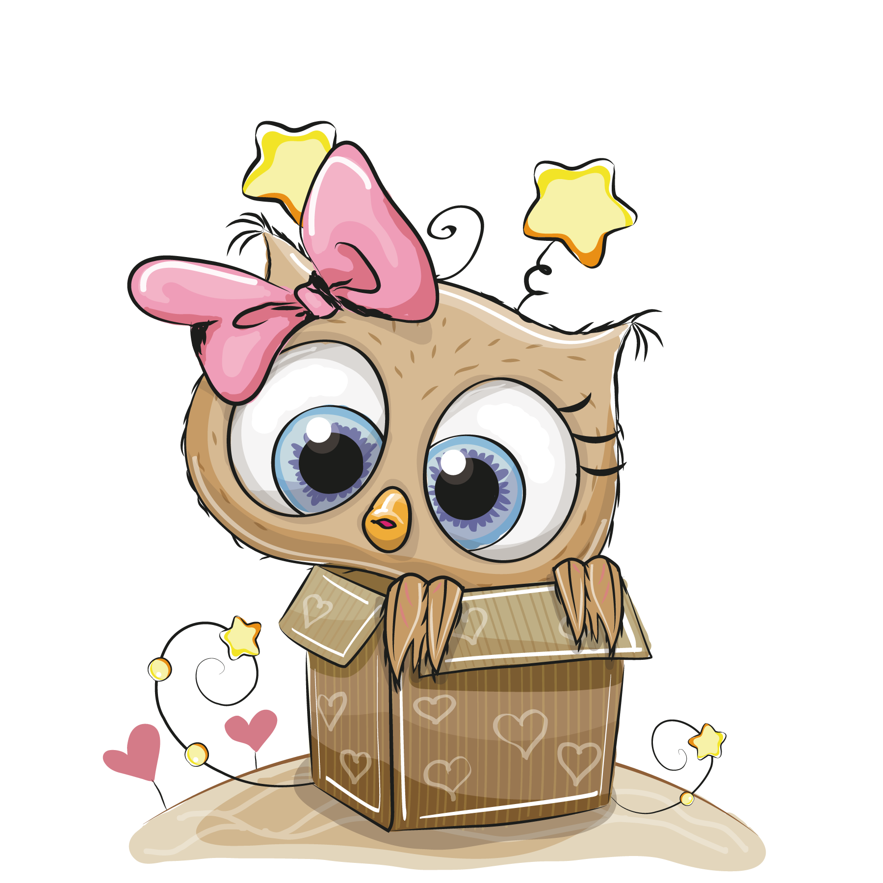 Box Owl Coloring Gift Book Child Drawing Clipart