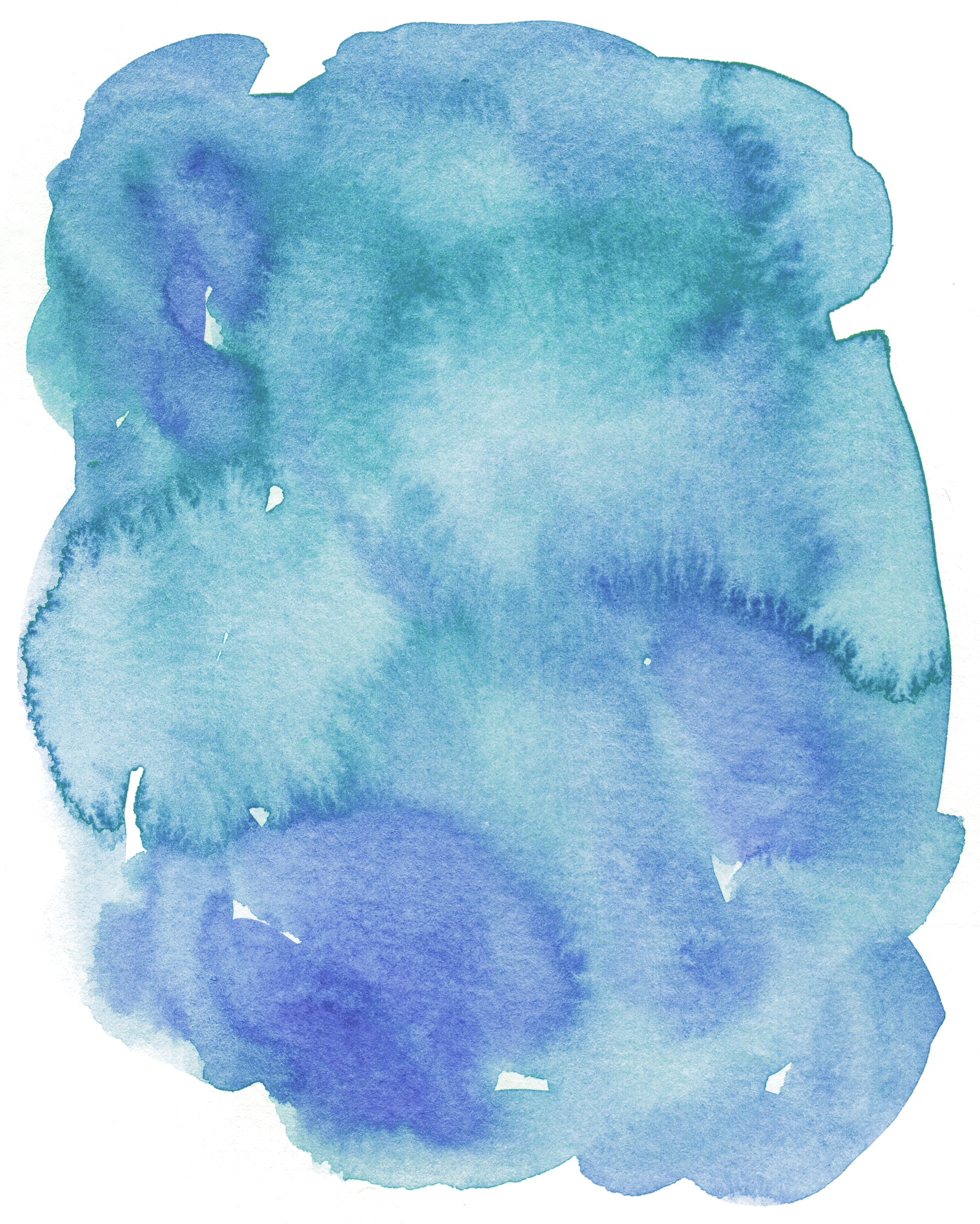 Blue Effect Watercolor Ink Painting Drawing Clipart