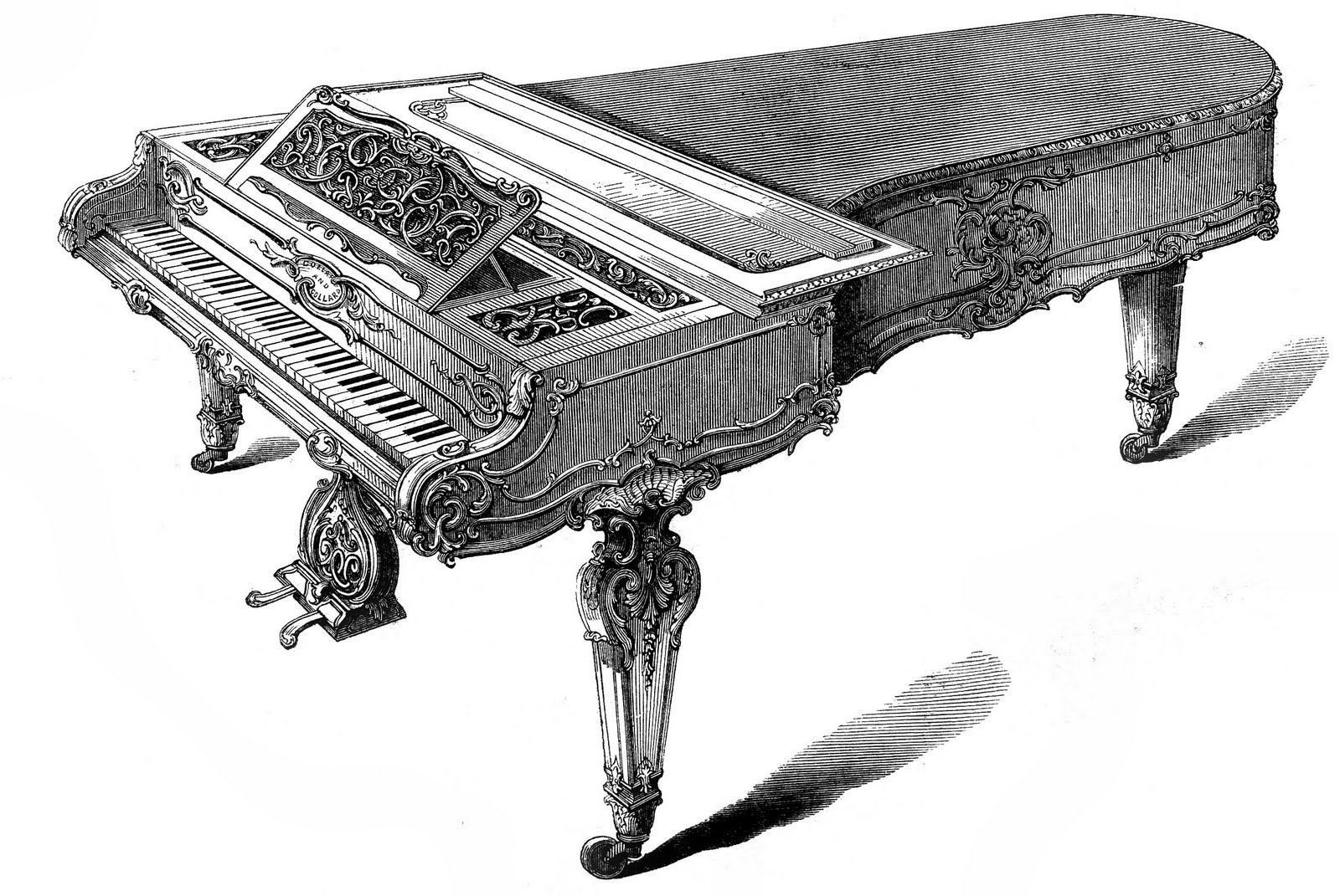 Victorian Grand Piano Forte The Graphics Fairy Clipart