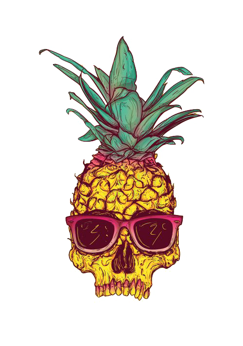 Skull Calavera Creative Tropical Fruit Pineapple Drawing Clipart