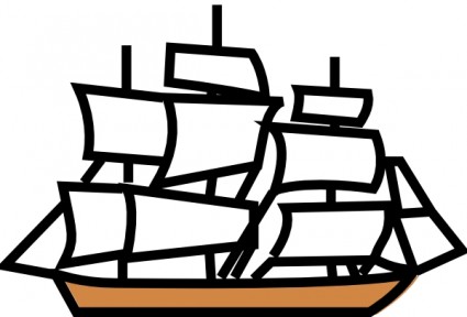 Boat Pirate Ship Black And White Clipart