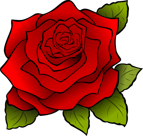 Graphics Of Blooming Rose With Black Outline Clipart