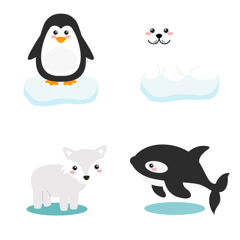 Polar Animals Arctic Bear Vector Cartoon Penguin Clipart