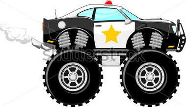 Monstertruck Police Car Cartoon Isolated On White Clipart