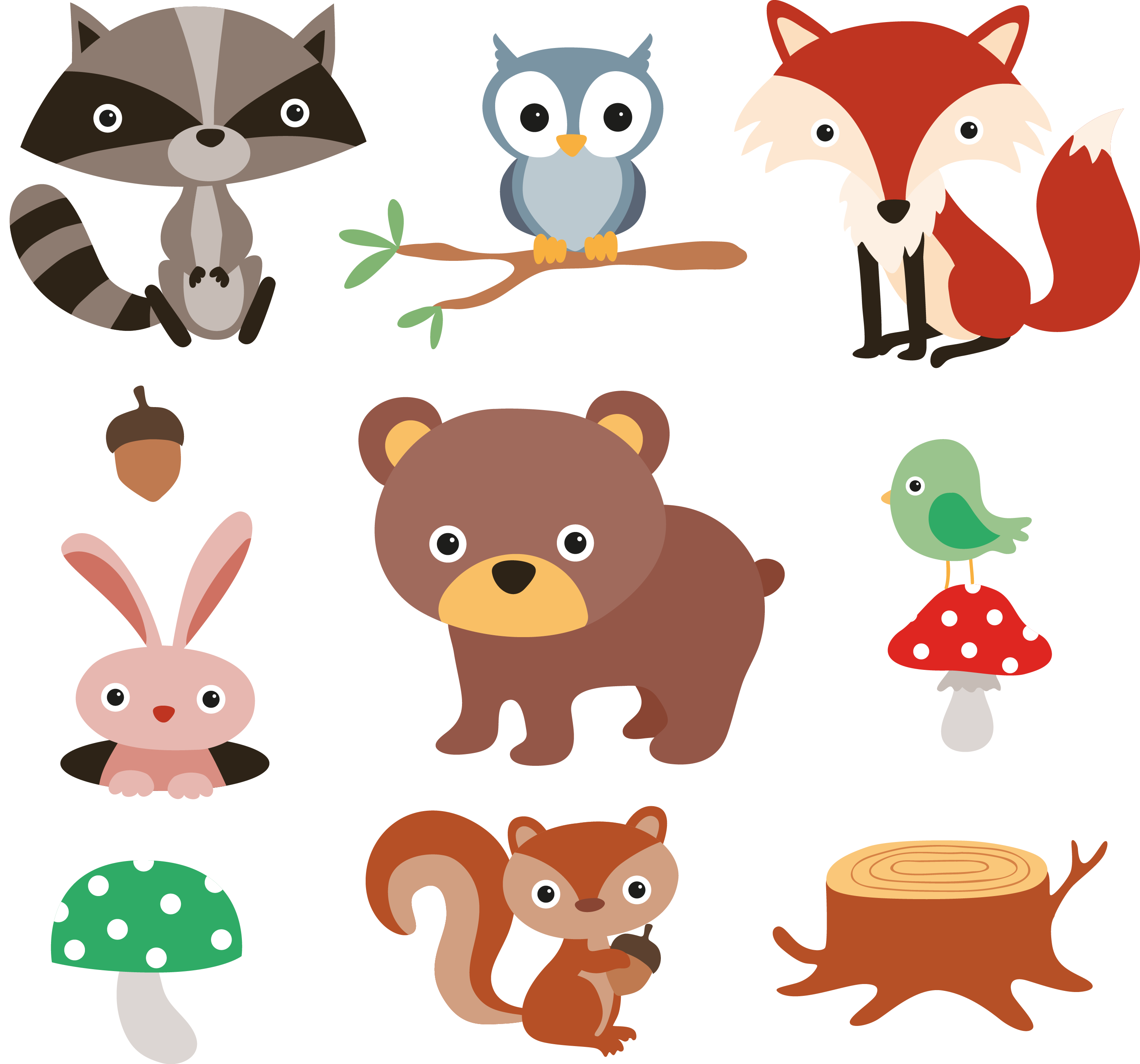 And Plants Animals Squirrel Material Vector Forest Clipart