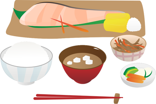 Grilled Fish With Rice Clipart