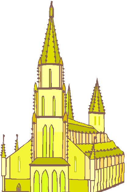 Medieval Ages Middle Vector Architecture Steeple Cathedral Clipart